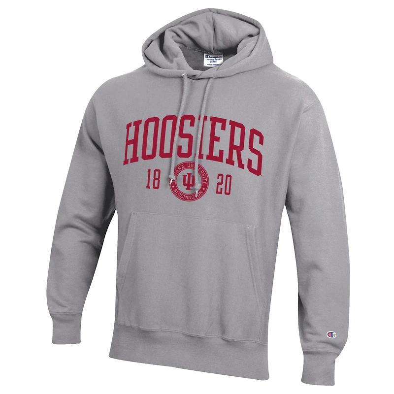 Men's Champion Heather Gray Indiana Hoosiers Established Reverse Weave Hoodie