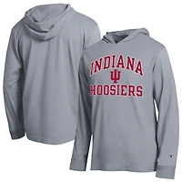 Men's Champion  Heather Gray Indiana Hoosiers High Motor All-Star Long Sleeve Hooded T-Shirt
