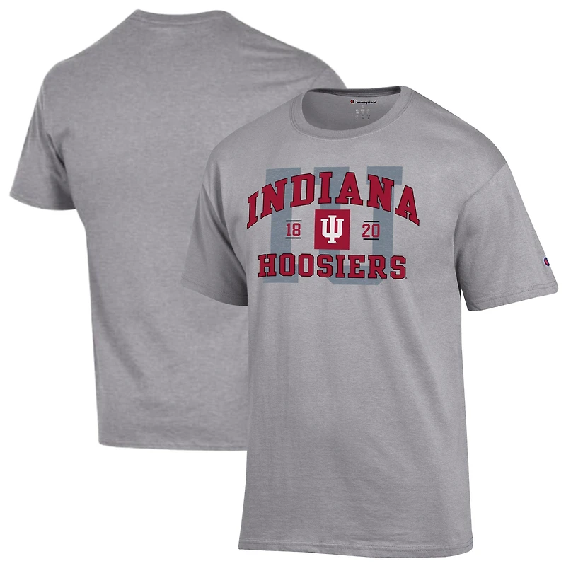 T-shirt universitaire Champion gris chiné Indiana Hoosiers pour homme