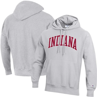 Chandail à capuchon Indiana Hoosiers Team Arch Reverse Weave Champion gris chiné pour homme