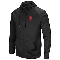 Colosseum Black Indiana Hoosiers Blackout 3.0 Tonal Raglan Full-Zip Sweat à capuche pour homme