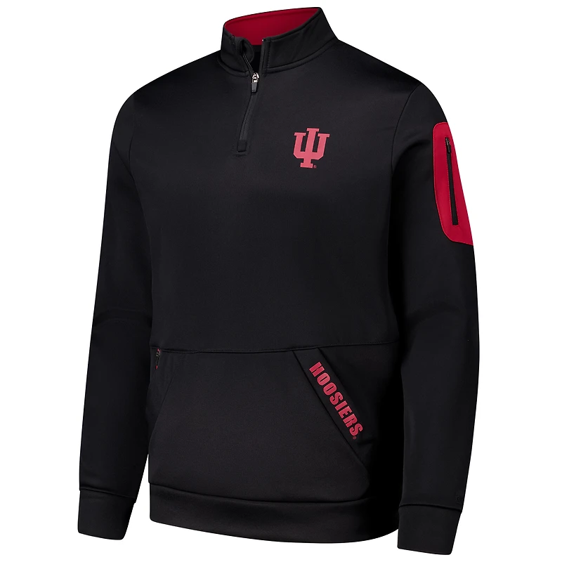Men's Colosseum Black Indiana Hoosiers Mainframe Quarter-Zip Fleece Jacket