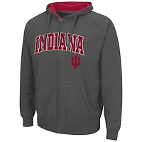 Men's Colosseum Charcoal Indiana Hoosiers Arch & Logo 3.0 Full-Zip Hoodie