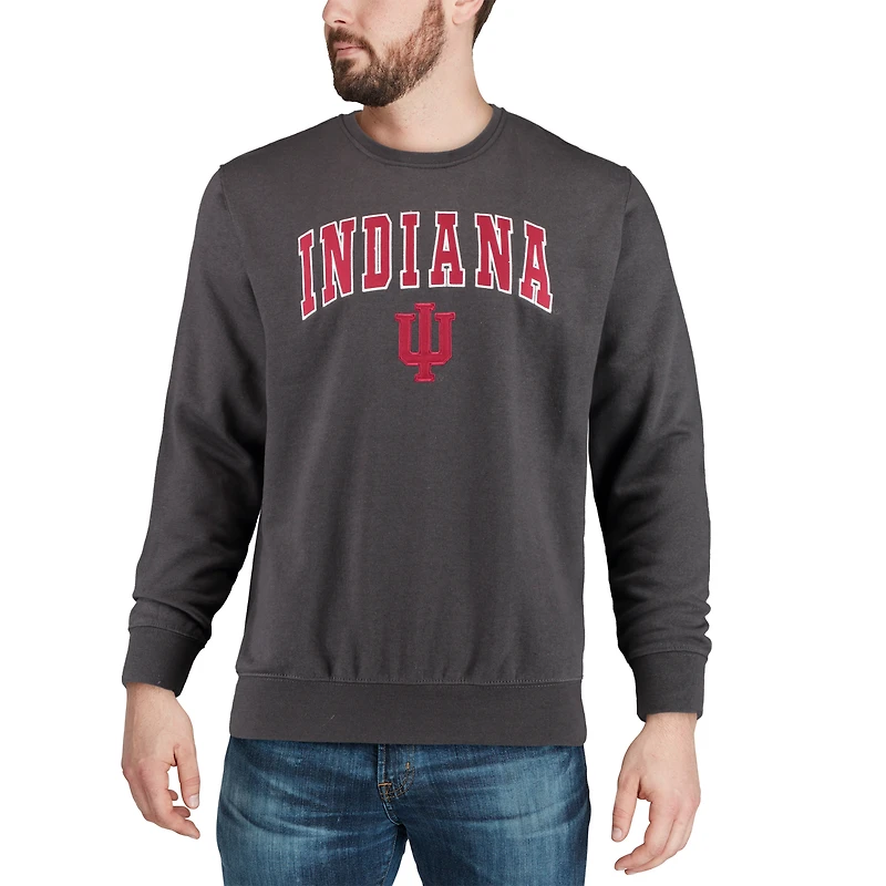 Men's Colosseum Charcoal Indiana Hoosiers Arch & Logo Crew Neck Sweatshirt
