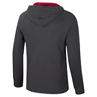 T-shirt à capuche manches longues Henley pour homme Colosseum Charcoal Indiana Hoosiers Dujour Ralgan
