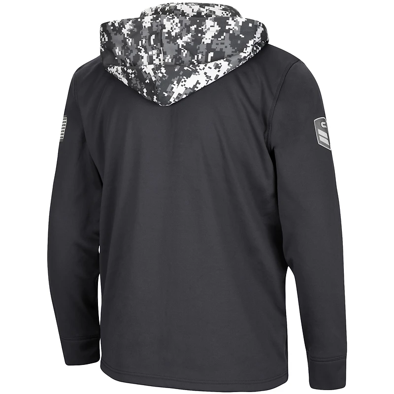 Men's Colosseum Charcoal Indiana Hoosiers OHT Military Appreciation Digital Camo Quarter-Zip Hoodie