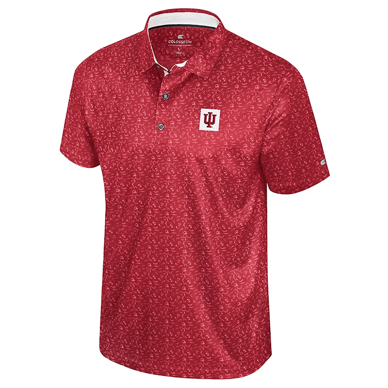 Men's Colosseum  Crimson Indiana Hoosiers Football Print Polo