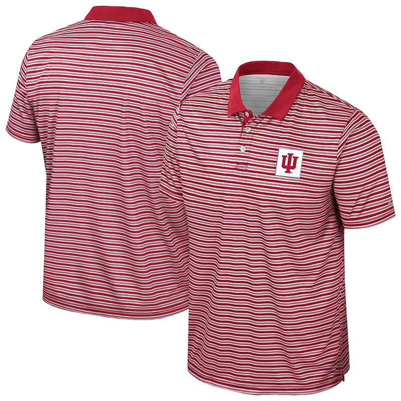 Men's Colosseum Crimson Indiana Hoosiers Striped Polo