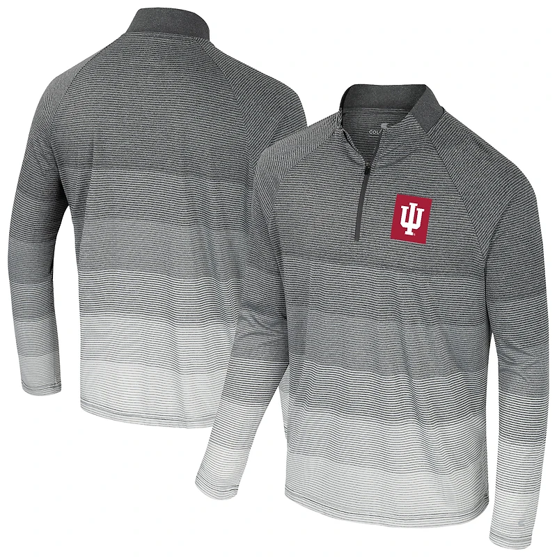 Men's Colosseum Gray Indiana Hoosiers AI Striped Mesh Quarter-Zip Raglan Windshirt