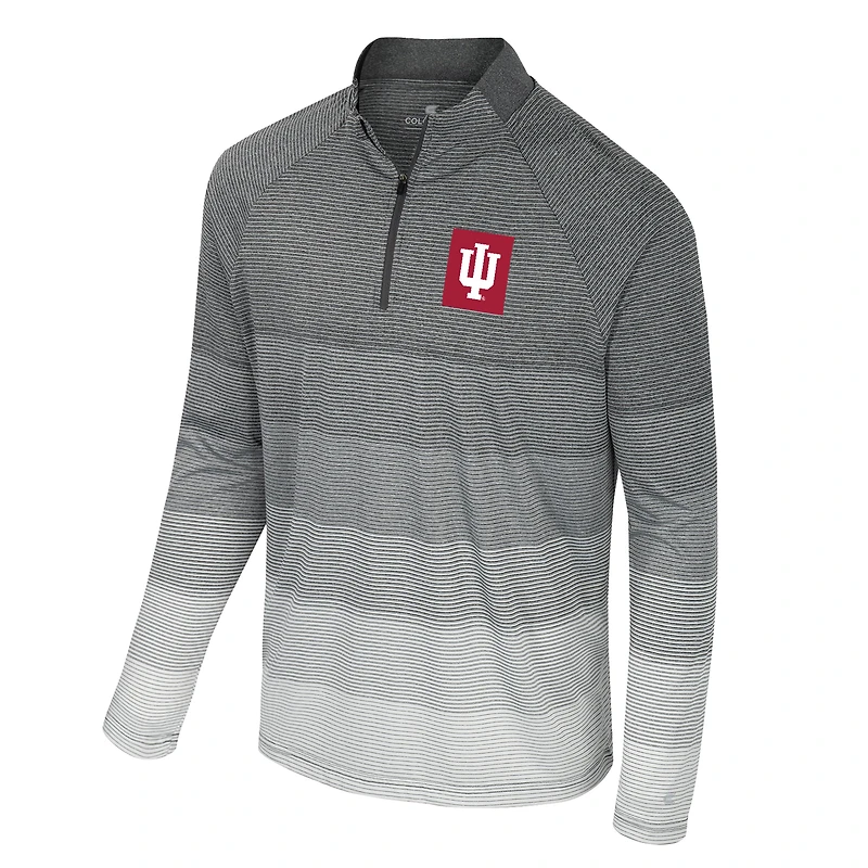 Men's Colosseum Gray Indiana Hoosiers AI Striped Mesh Quarter-Zip Raglan Windshirt