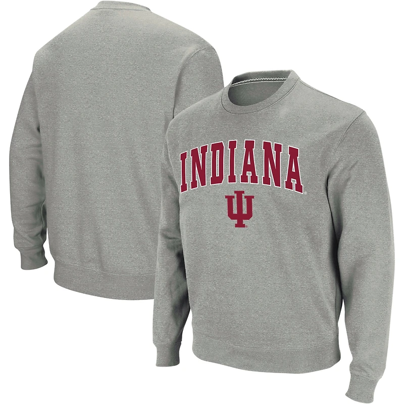 Colosseum Heather Grey Indiana Hoosiers Arch & Logo Crew Neck Sweat-shirt pour homme