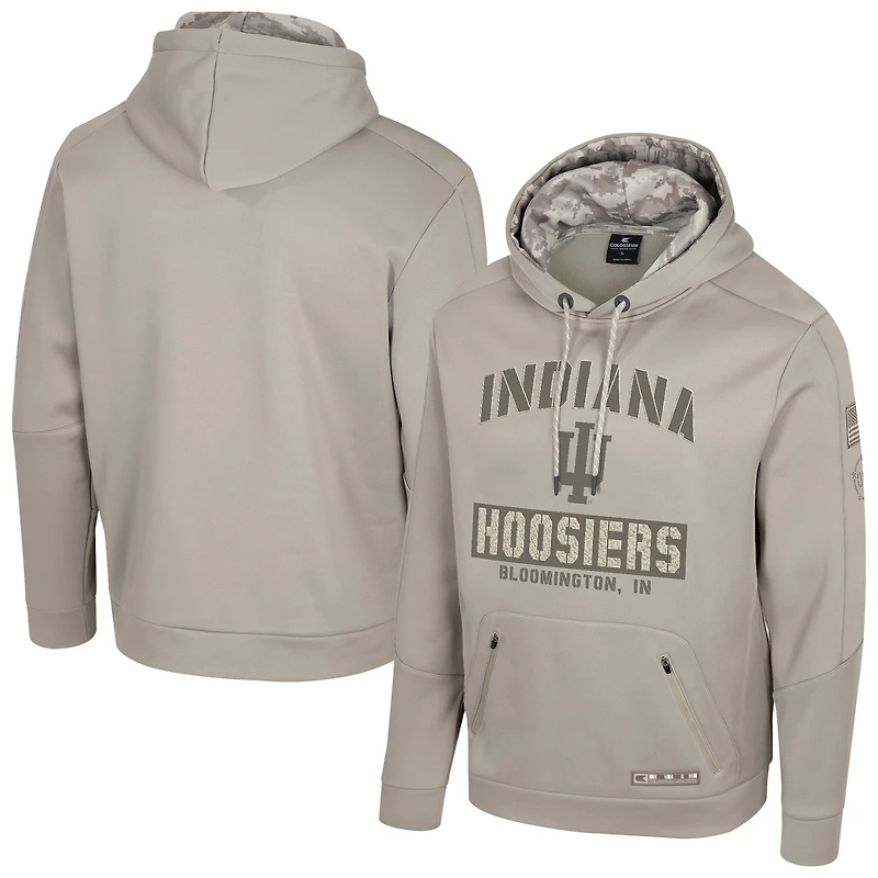 Men's Colosseum Oatmeal Indiana Hoosiers Operation Hat Trick Battalion Hoodie