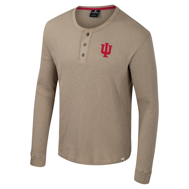 Chemise Henley à manches longues Great Outdoors pour homme Colosseum Tan Indiana Hoosiers