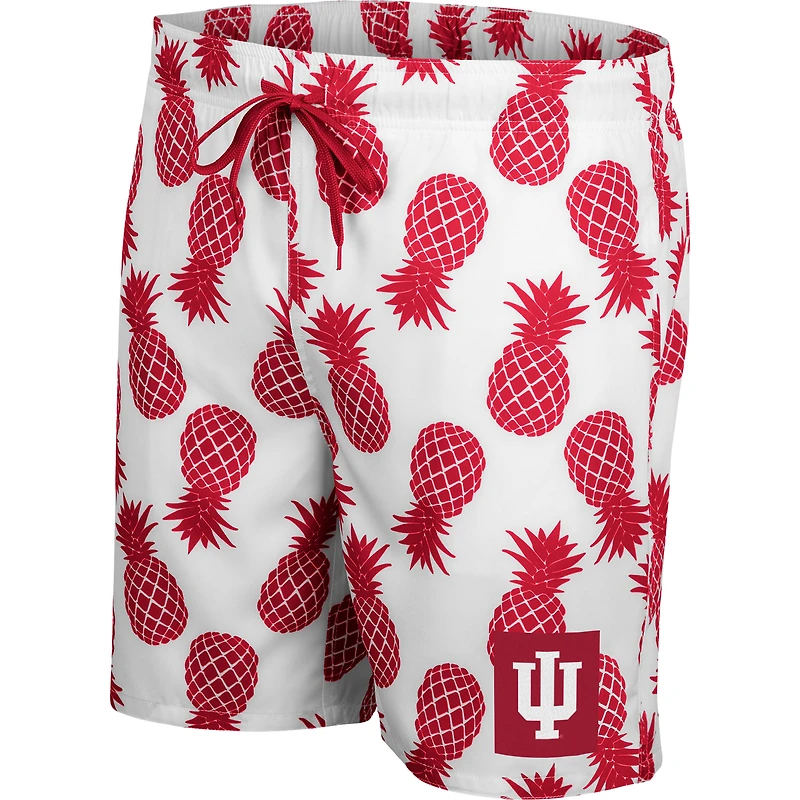 Men's Colosseum White/Crimson Indiana Hoosiers Pineapple Swim Shorts