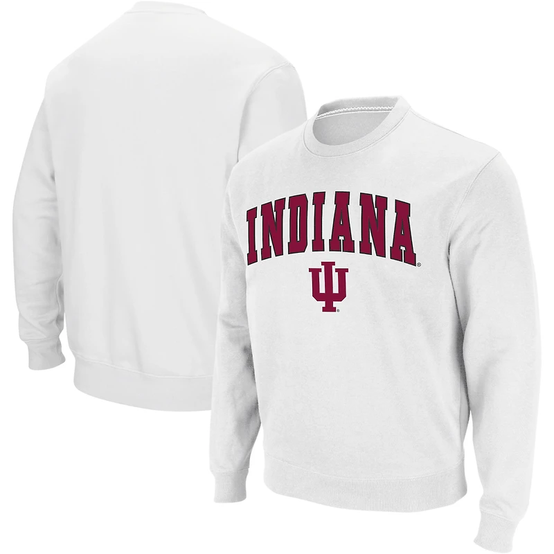 Men's Colosseum White Indiana Hoosiers Arch & Logo Crew Neck Sweatshirt