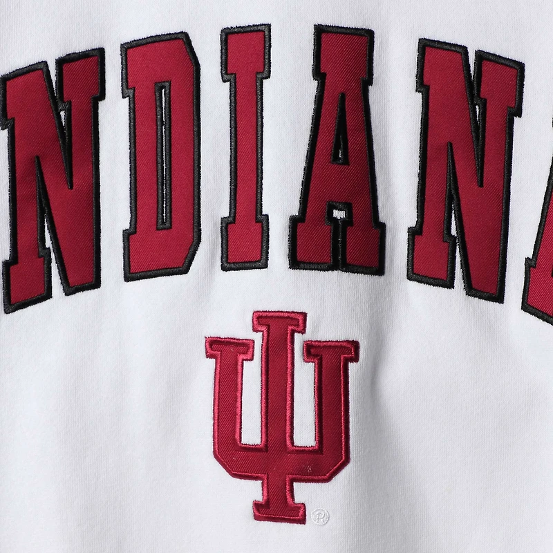 Men's Colosseum White Indiana Hoosiers Arch & Logo Crew Neck Sweatshirt