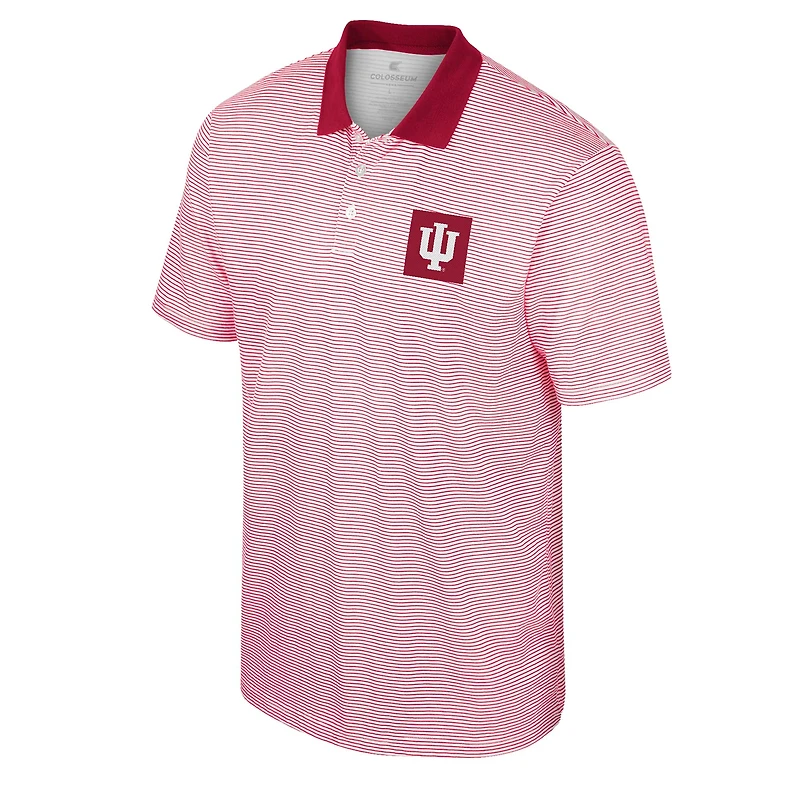 Men's Colosseum White Indiana Hoosiers Print Stripe Polo