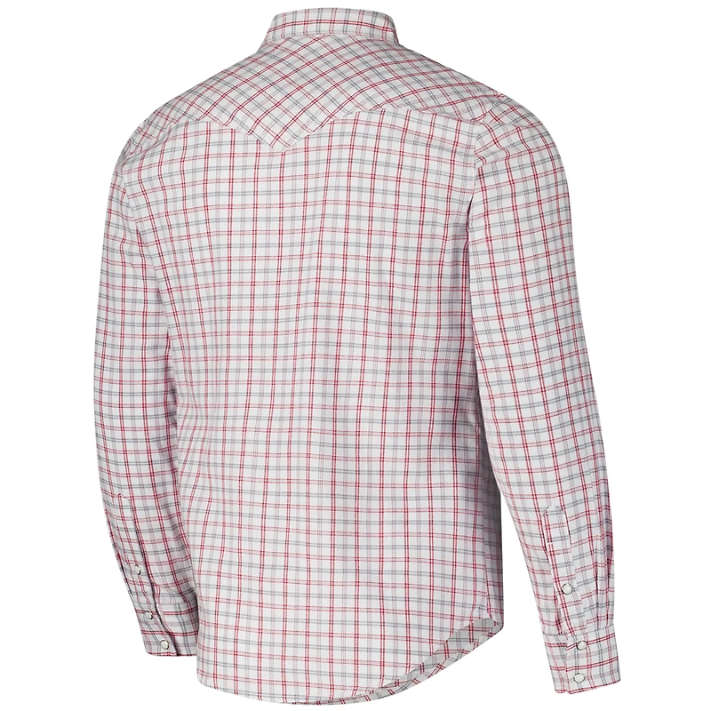 Men's Colosseum x Wrangler White Indiana Hoosiers Plaid Window Pane Long Sleeve Full-Snap Shirt