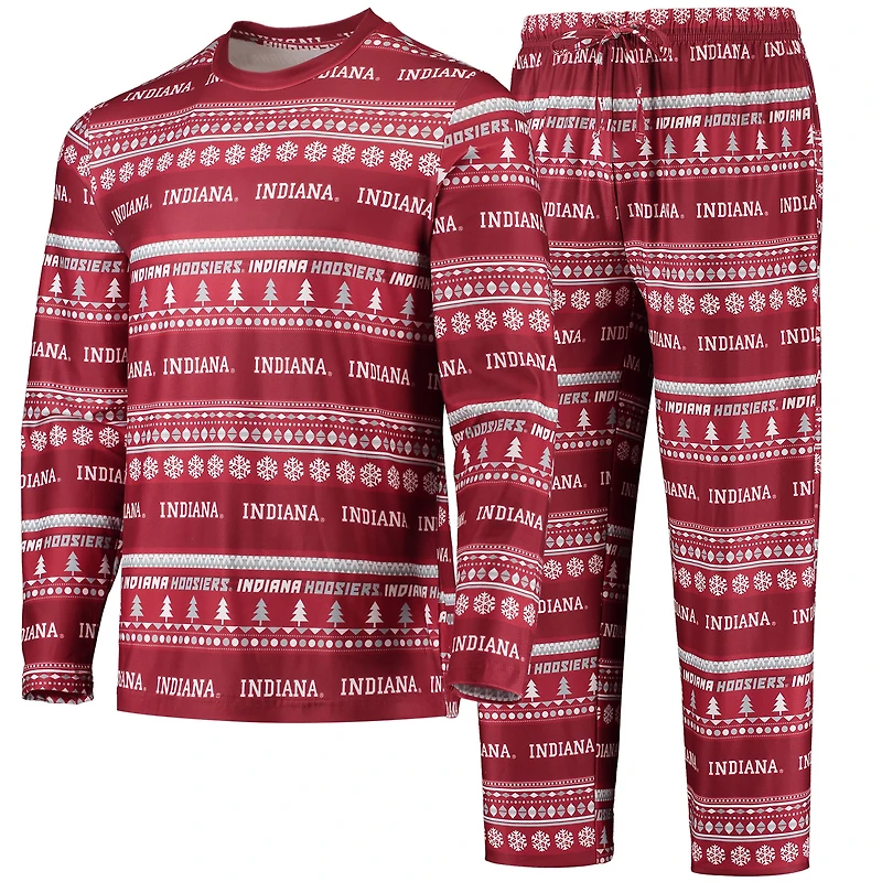 Men's Concepts Sport Crimson Indiana Hoosiers Ugly Sweater Long Sleeve Top and Pants Sleep Set