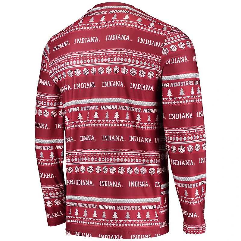 Men's Concepts Sport Crimson Indiana Hoosiers Ugly Sweater Long Sleeve Top and Pants Sleep Set