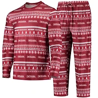 Men's Concepts Sport Crimson Indiana Hoosiers Ugly Sweater Long Sleeve Top and Pants Sleep Set