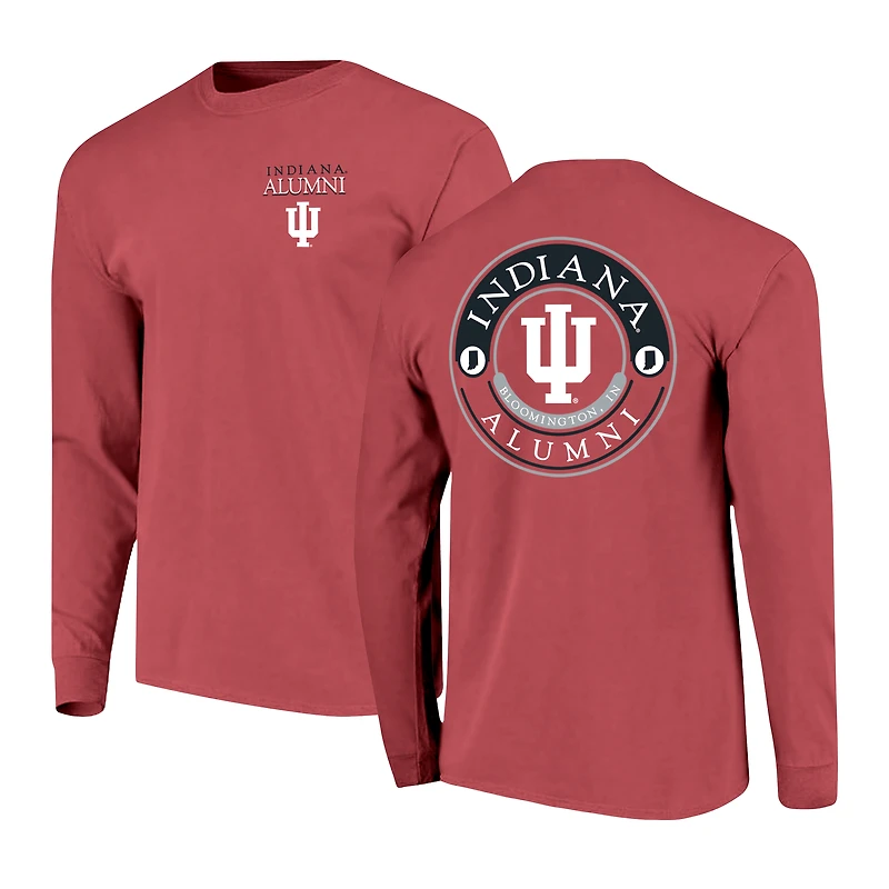 T-shirt à manches longues pour hommes, logo des anciens élèves Indiana Hoosiers, couleur rouge cramoisi