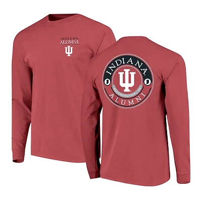 T-shirt à manches longues pour hommes, logo des anciens élèves Indiana Hoosiers, couleur rouge cramoisi