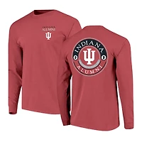 T-shirt à manches longues pour hommes, logo des anciens élèves Indiana Hoosiers, couleur rouge cramoisi