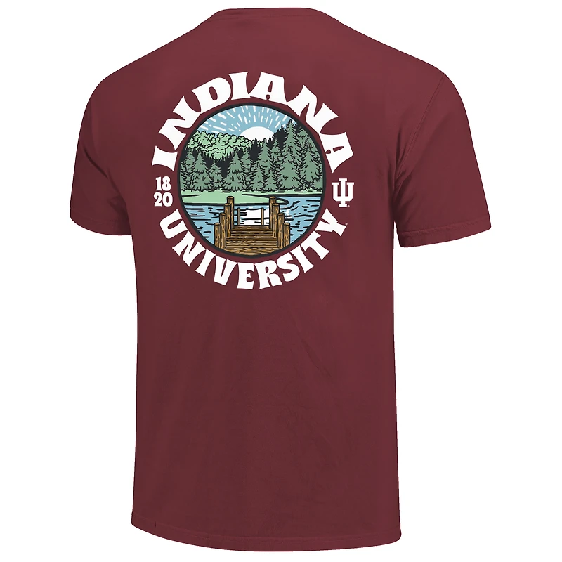 T-shirt à doublure épaisse pour homme, motif paysage, couleurs confortables, Indiana Hoosiers, Crimson