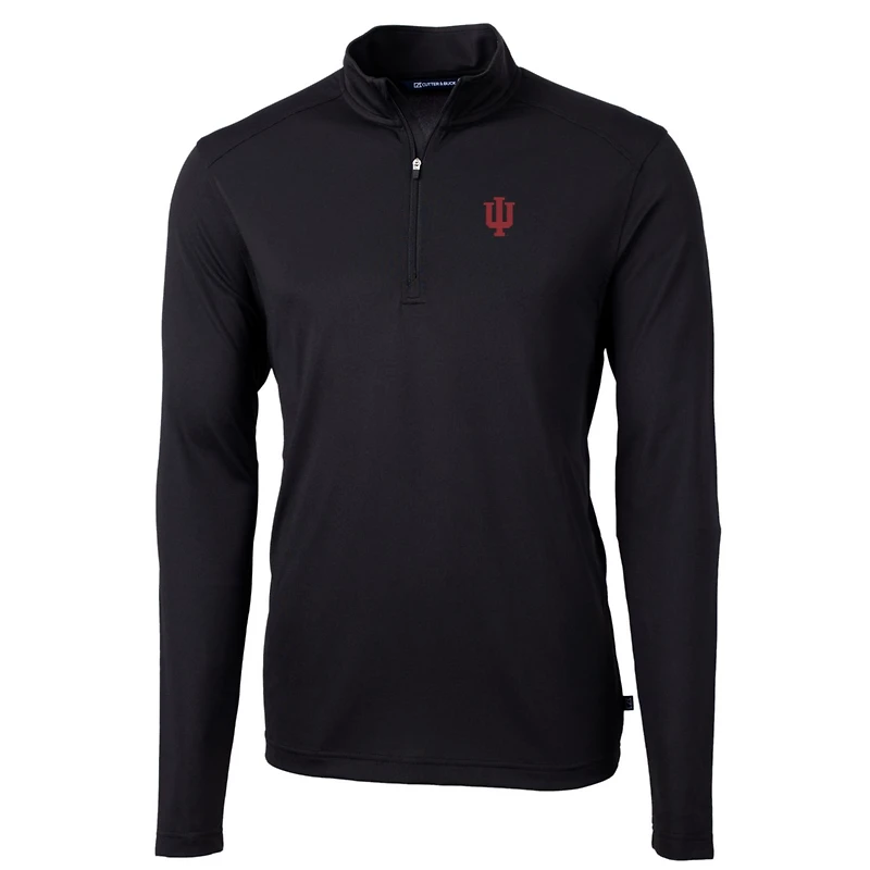 Men's Cutter & Buck Black Indiana Hoosiers Big Tall Virtue Eco Pique Recycled Quarter-Zip Pullover Top
