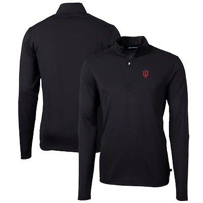 Pull-over zippé 1/4 noir Indiana Hoosiers grandes tailles Cutter & Buck Virtue Eco Pique recyclé pour homme