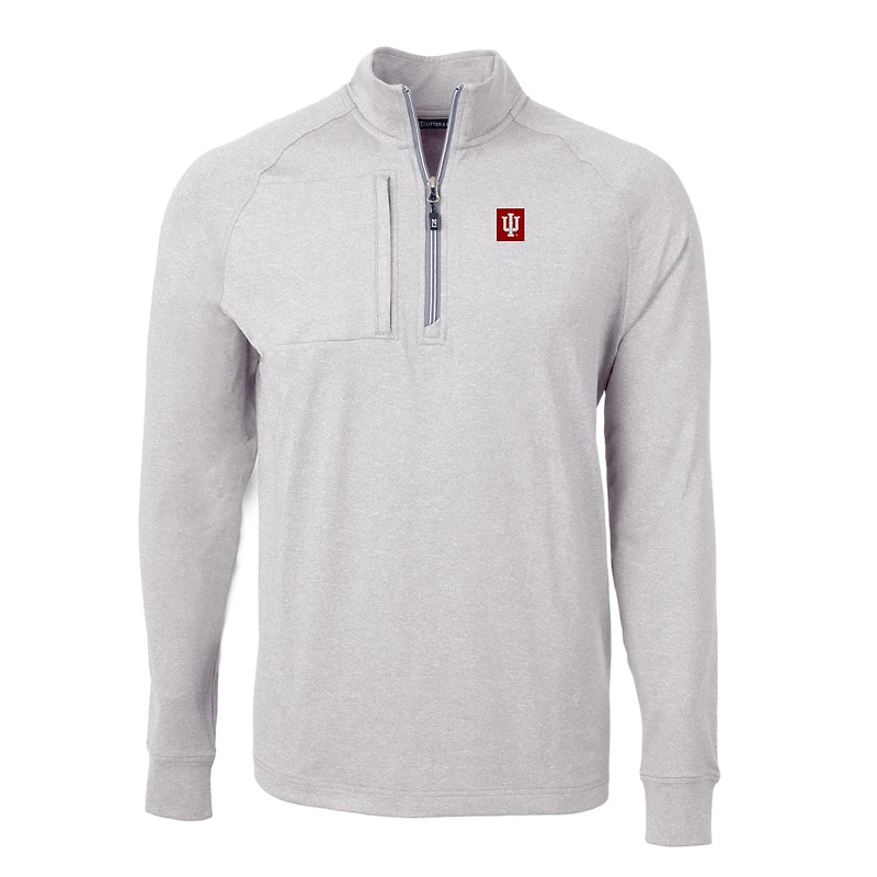 Pull-over zippé quart de tour en tricot écologique Adapt pour homme, gris chiné, style Indiana Hoosiers, coupe grande et taille