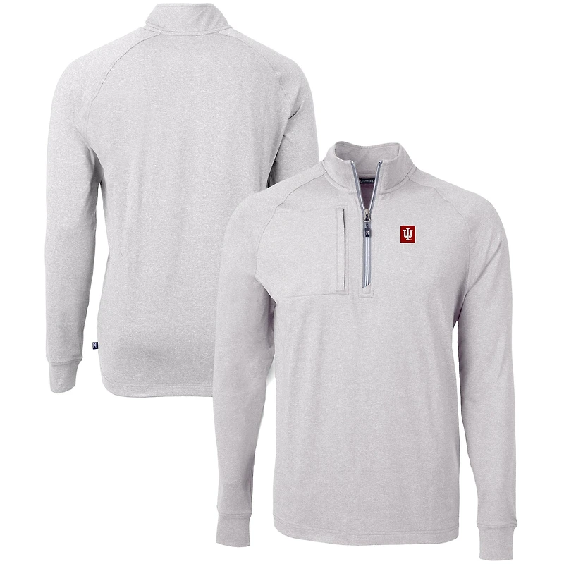 Pull-over zippé quart de tour en tricot écologique Adapt pour homme, gris chiné, style Indiana Hoosiers, coupe grande et taille