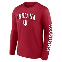 T-shirt à manches longues avec logo Fanatics Crimson Indiana Hoosiers pour hommes