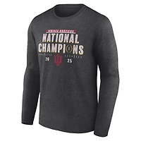 Men's Fanatics  Heather Charcoal Indiana Hoosiers College Football Playoff 2025 National Champions Schedule Long Sleeve T-Shirt