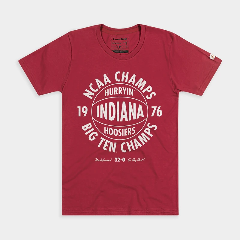 Men's Homefield Crimson Indiana Hoosiers 1976 Basketball Anniversary T-Shirt