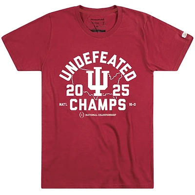 T-shirt Homefield Crimson pour hommes des Indiana Hoosiers, champions nationaux invaincus éliminatoires de football universitaire 2025