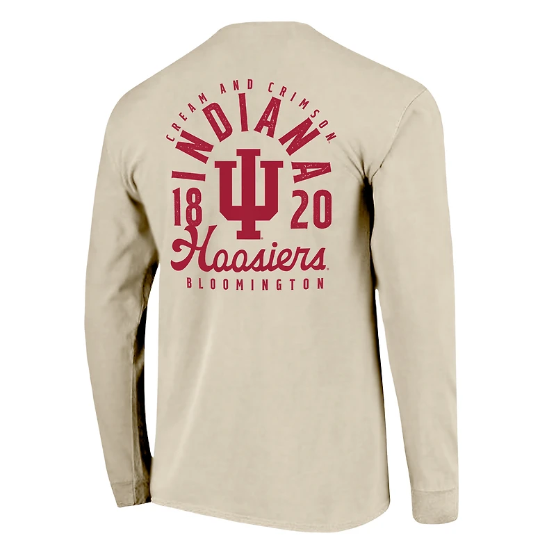 T-shirt à manches longues pour homme, motif mascotte des Indiana Hoosiers, couleurs confort naturelles
