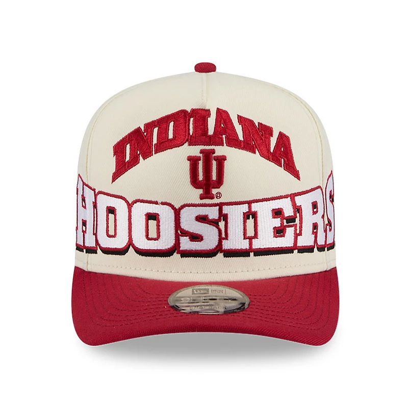 Men's New Era Cream/Crimson Indiana Hoosiers March Madness Historic Collection 9FIFTY A-Frame Snapback Hat