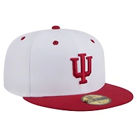 Men's New Era White/Crimson Indiana Hoosiers On-Field Baseball Fitted Hat