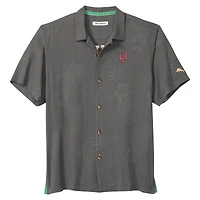Men's Tommy Bahama Gray Indiana Hoosiers Catch of the Day Camp IslandZone Button-Up Shirt