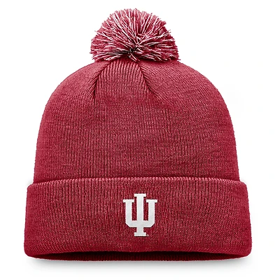 Men's Top of the World Crimson Indiana Hoosiers Team Logo Cuffed Knit Hat with Pom
