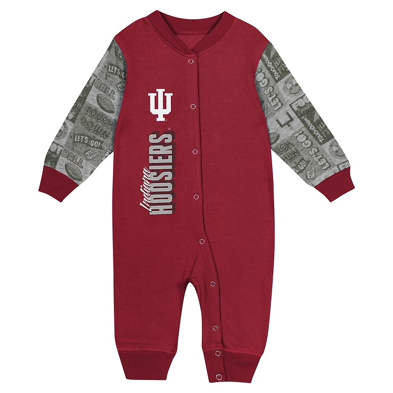 Combinaison à manches longues colorblock pour nouveau-né et nourrisson Crimson Indiana Hoosiers Playbook