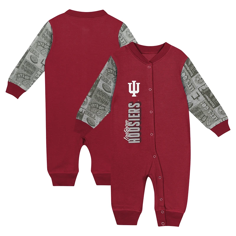Combinaison à manches longues colorblock pour nouveau-né et nourrisson Crimson Indiana Hoosiers Playbook