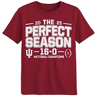 T-shirt « Saison parfaite » pour enfants d'âge préscolaire Outerstuff Crimson Indiana Hoosiers, champions nationaux des séries éliminatoires de football universitaire 2025