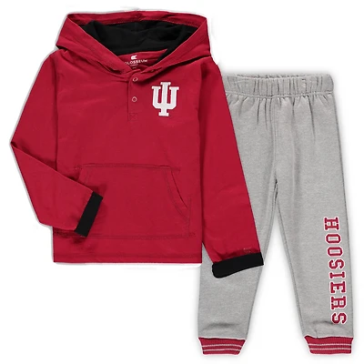 Ensemble sweat à capuche et pantalon de survêtement Indiana Hoosiers Poppies Colosseum Crimson/Heathered Grey pour tout-petit