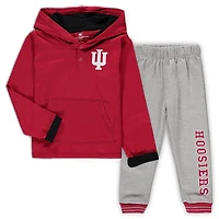 Ensemble sweat à capuche et pantalon de survêtement Indiana Hoosiers Poppies Colosseum Crimson/Heathered Grey pour tout-petit
