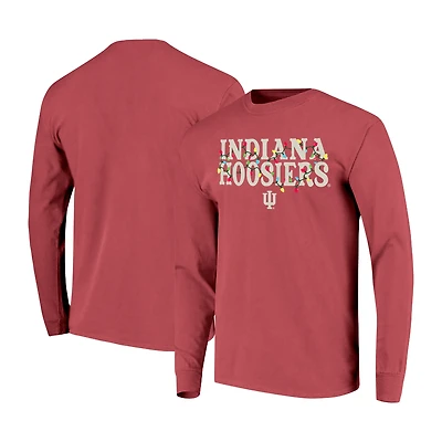 T-shirt unisexe à manches longues Crimson Indiana Hoosiers String Lights Comfort Color Image One