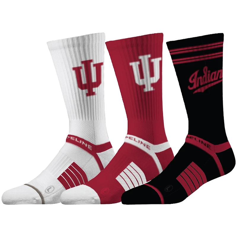 Lot de trois paires de chaussettes unisexes en tricot de qualité supérieure Strideline Indiana Hoosiers