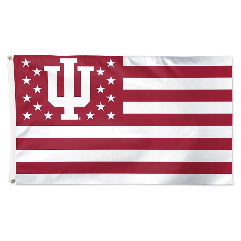 Drapeau de luxe WinCraft Indiana Hoosiers 91 x 152 cm (3 pi x 5 pi) à une face, motif étoiles et rayures patriotiques